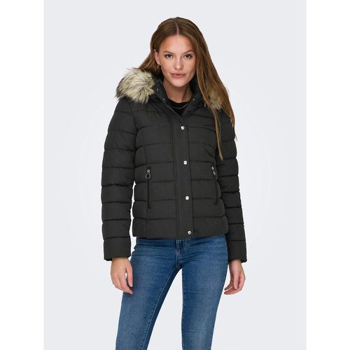 Short Hooded Padded Jacket with Faux Fur Trim - Only - Modalova