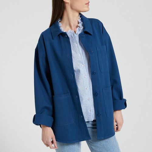 Cotton Mid-Length Jacket with Buttons - Pieces - Modalova