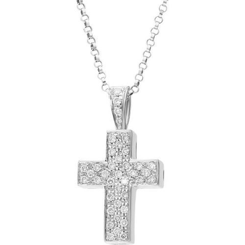Ct White Gold Diamond Set Cross Necklace - C W Sellors Diamond Jewellery - Modalova