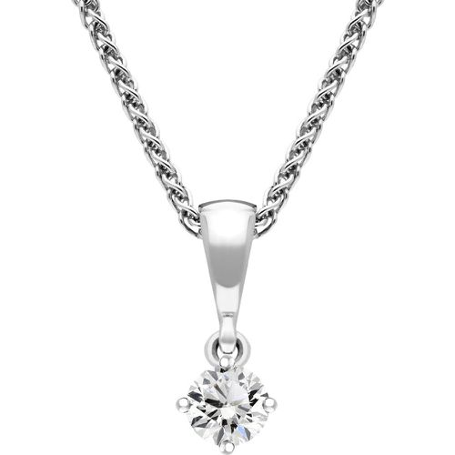 Ct White Gold 0.15ct Diamond Brilliant Cut Solitaire Necklace - C W Sellors Diamond Jewellery - Modalova