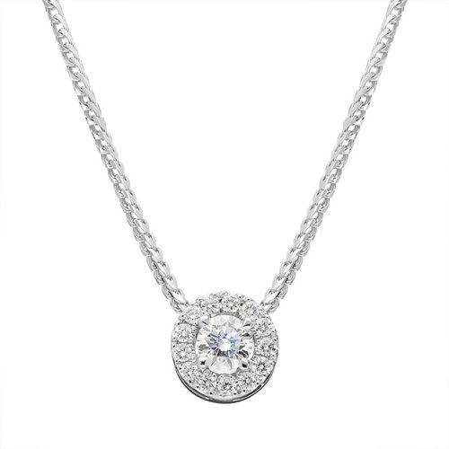 Ct White Gold 0.36ct Diamond Claw and Pave Set Round Necklace - Bloch - Modalova