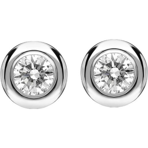 Ct White Gold 0.30ct Diamond Tube Set Round Stud Earrings - Bloch - Modalova