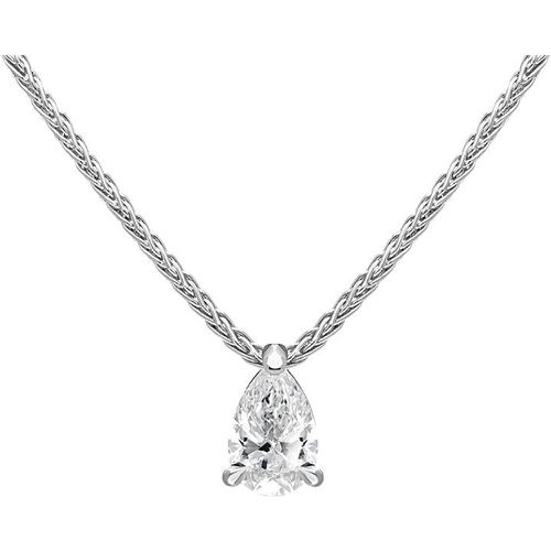 Ct White Gold 0.32ct Diamond Solitaire Pear Necklace - Bloch - Modalova