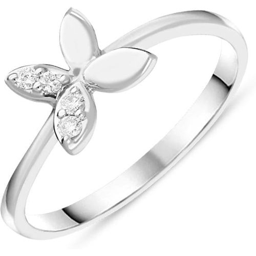 Ct White Gold 0.06ct Diamond Butterfly Ring - C W Sellors Diamond Jewellery - Modalova