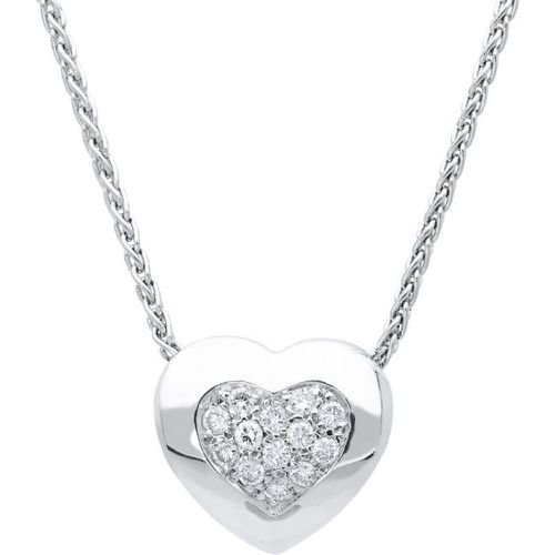 Ct White Gold 0.12ct Diamond Heart Necklace - C W Sellors Diamond Jewellery - Modalova