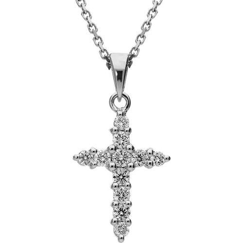 Ct White Gold 0.67ct Diamond Cross Necklace - C W Sellors Diamond Jewellery - Modalova