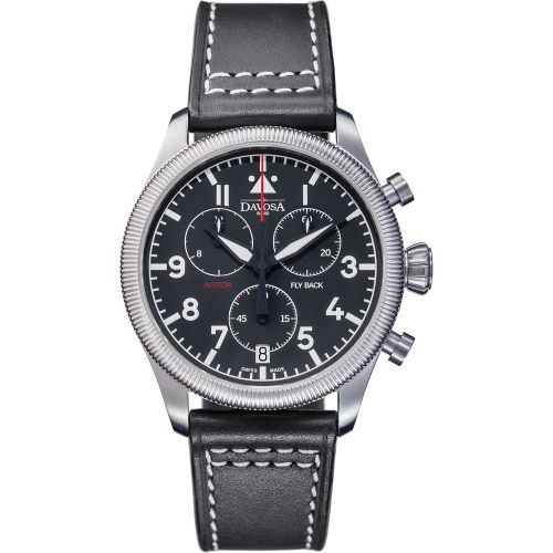Watch Aviator Quartz Chronograph Black - Davosa - Modalova