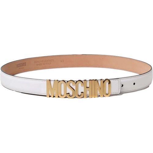 Cintura media in pelle con lettering - Moschino - Modalova