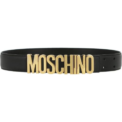 Cintura in pelle grande con lettering - Moschino - Modalova