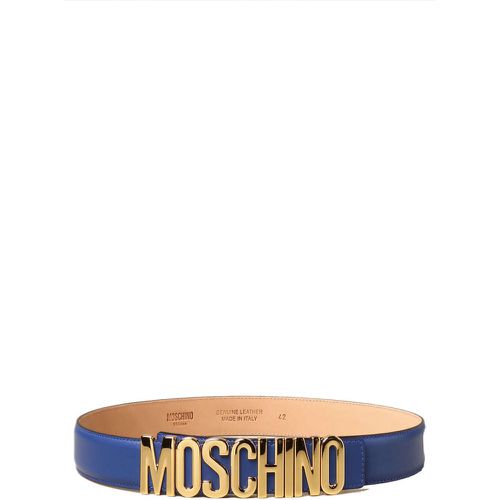 Cintura grande pelle liscia lettering lucido - Moschino - Modalova