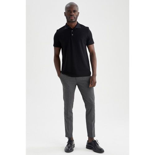 Plain Short Sleeve Slim Fit Polo Shirt - Black - DeFacto - Modalova