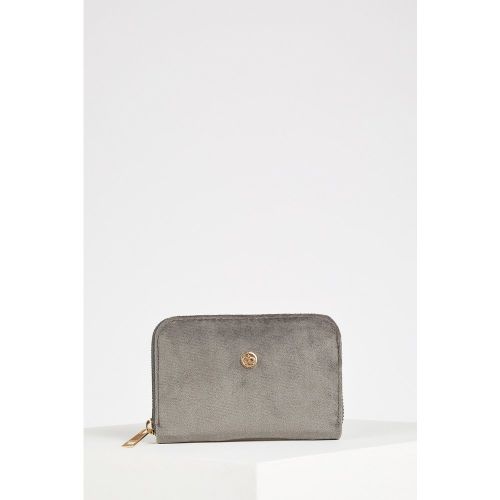 Zippered Suede Wallet - Grey - DeFacto - Modalova