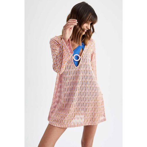 Regular Fit Long Sleeve Lace Beach Dress - DeFacto - Modalova