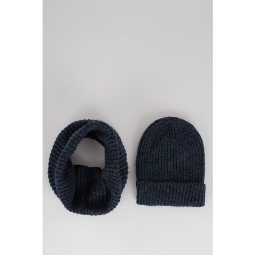 Basic Beanie & Scarf - Indigo - DeFacto - Modalova