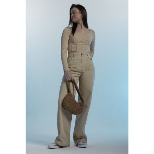 Wide Leg Trousers - Beige - DeFacto - Modalova
