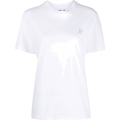 T-shirt in cotone con logo glitterato - Golden Goose - Modalova