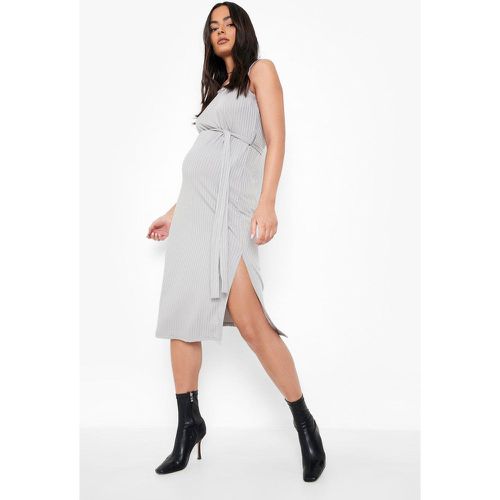 Vestito midi Premaman a coste con laccetti - boohoo - Modalova