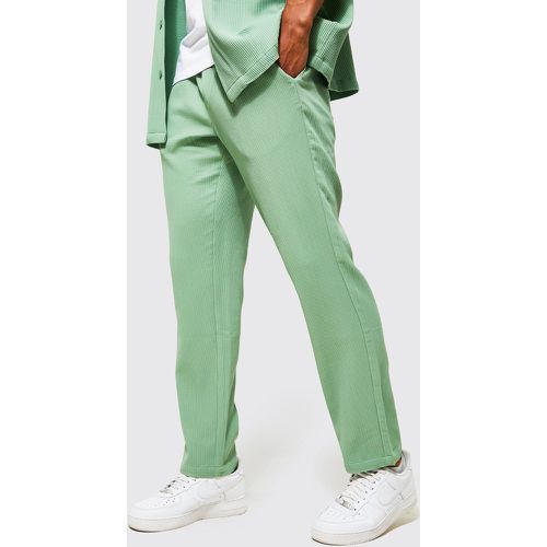 Pantalón Ajustado Plisado, Verde - boohoo - Modalova