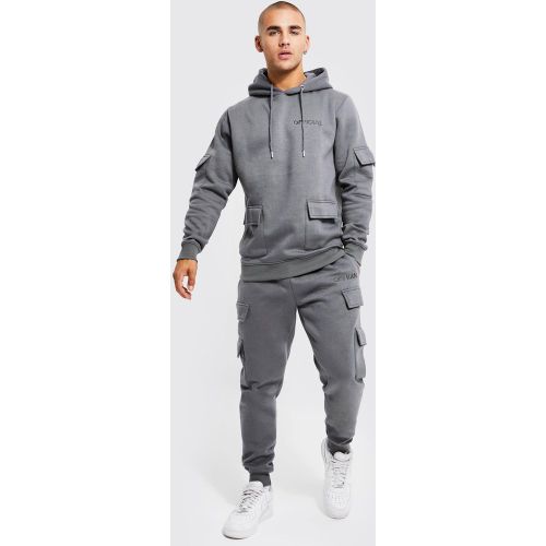 Tuta sportiva Official Man stile Cargo con pannelli e cappuccio - boohoo - Modalova