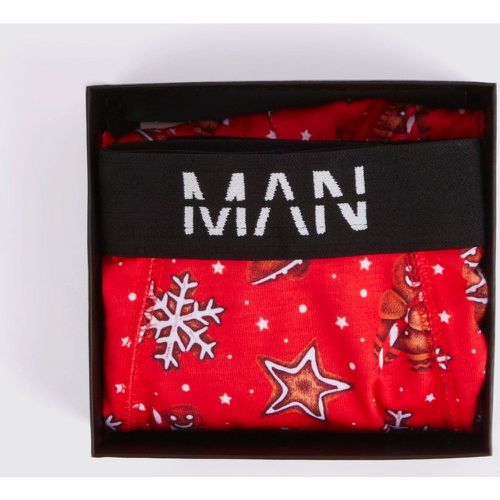 Calzoncillos Navideños Con Estampado De Muñeco De Jengibre En Caja De Regalo - boohoo - Modalova