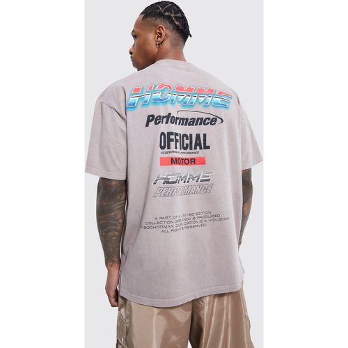 Camiseta Oversize Con Lavado De Ácido Y Estampado De Motociclismo - boohoo - Modalova