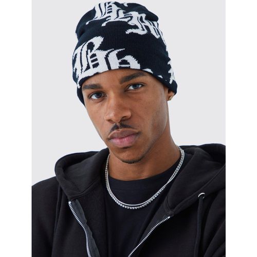 Berretto Beanie in jacquard con logo in caratteri gotici - boohoo - Modalova