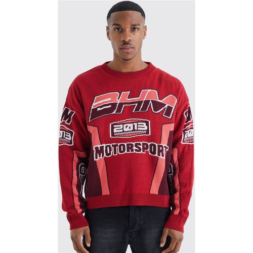 Maglione squadrato in maglia da moto con spalle scese - boohoo - Modalova