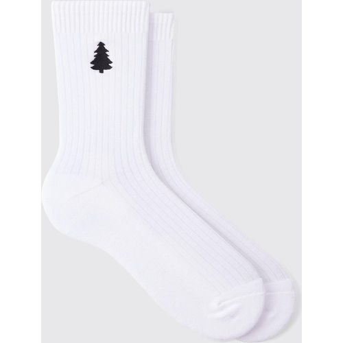 Calcetines Con Bordado De Árbol De Navidad - boohoo - Modalova