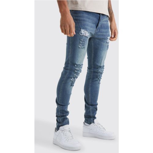 Vaqueros Tall Pitillo Rotos, Azul - boohoo - Modalova