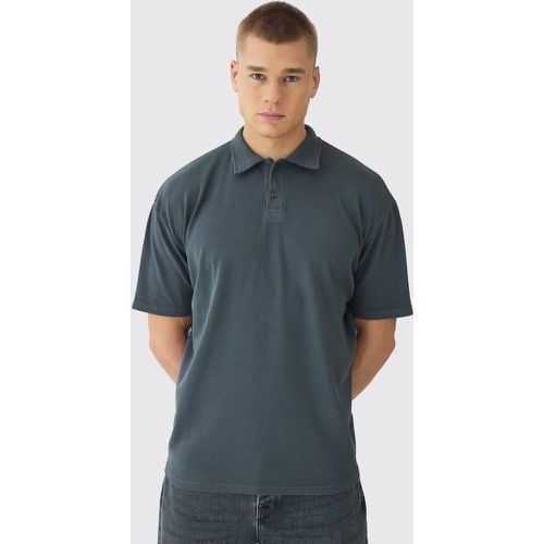 Polo Oversize De Canalé Grueso Desteñido - boohoo - Modalova