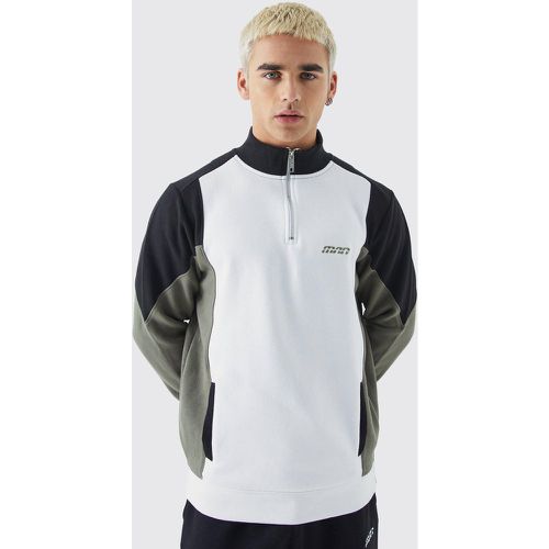 Sudadera Man Con Cuello Alto Y Cremallera 1/4 Con Colores En Bloque - boohoo - Modalova