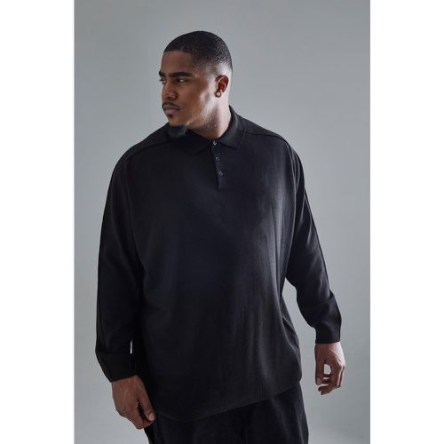 Polo Plus Size oversize in maglia nera - boohoo - Modalova