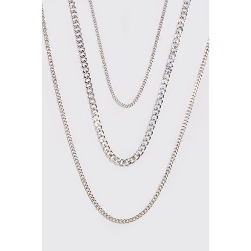 Collana a catena color argento - set di 3 paia - boohoo - Modalova