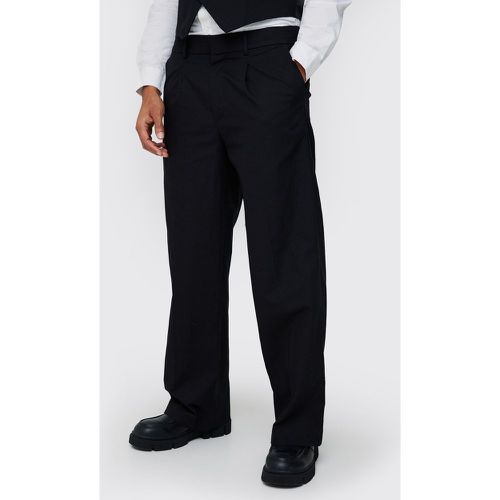 Pantaloni a gamba ampia comodi in misto lino con fascia in vita - boohoo - Modalova