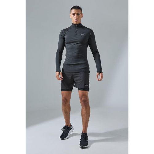 Tuta sportiva corta Man Active 2 in 1 con zip corta - boohoo - Modalova