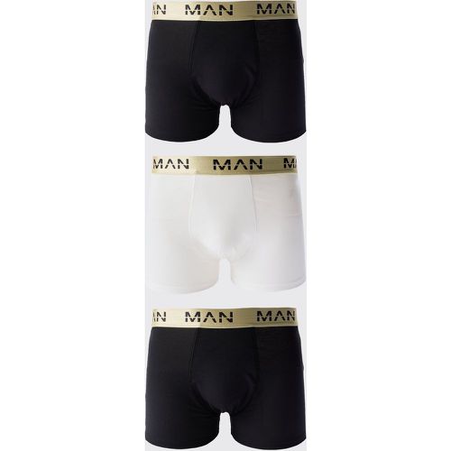 Boxer Man con caratteri romani color oro e fascia in vita - set di 3 paia - boohoo - Modalova