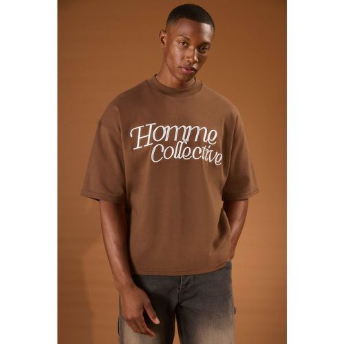 Camiseta Oversize Recta Gruesa Con Bordado Homme - boohoo - Modalova