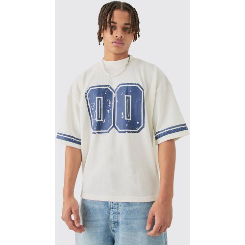 Oversized Boxy Heavyweight Waffle Varsity T-Shirt - boohoo - Modalova