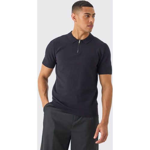 Regular Fit 1/4 Zip Knitted Polo - boohoo - Modalova