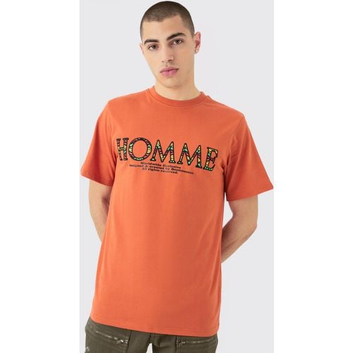 T-shirt con grafica Homme ricamata - boohoo - Modalova