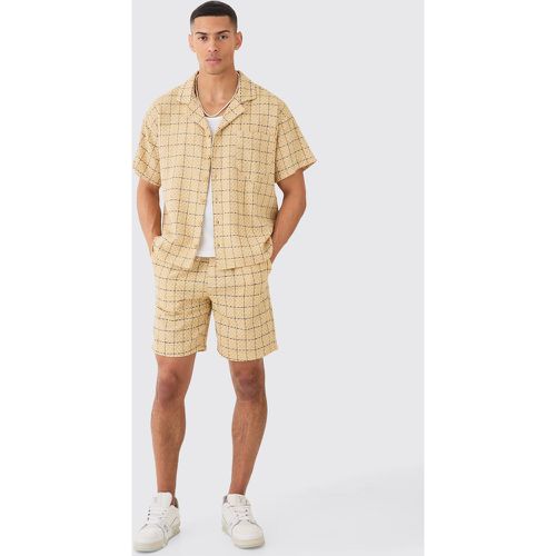 Camicia squadrata a quadri con trama e griglia & pantaloncini - boohoo - Modalova