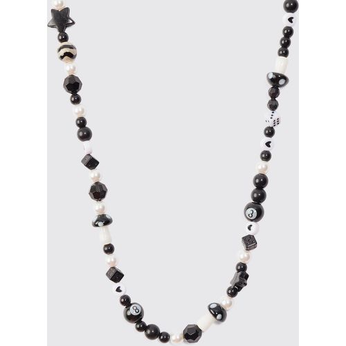 Mixed Beaded Necklace In Black - boohoo - Modalova