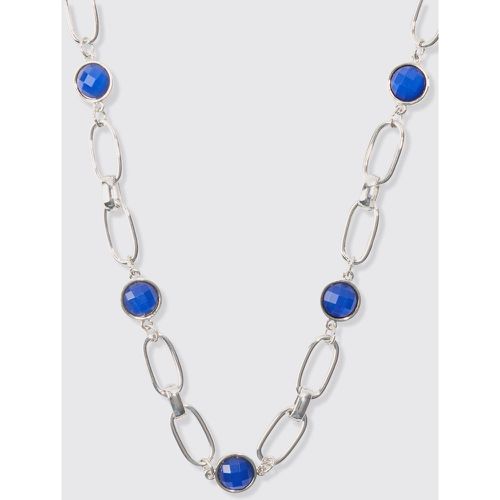 Chain Necklace With Gem Stones In Silver - boohoo - Modalova