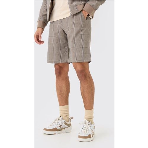 Pantalón Corto Elástico Texturizado Con Cintura Fija Y Estampado De Cuadros - boohoo - Modalova