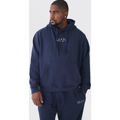 Felpa Plus Size Basic Man Dash blu con cappuccio - boohoo - Modalova