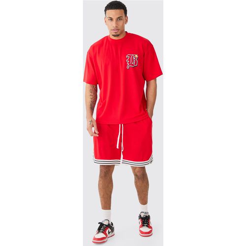 Conjunto De Pantalón Corto De Baloncesto Y Top Oversize De Malla Universitario - boohoo - Modalova