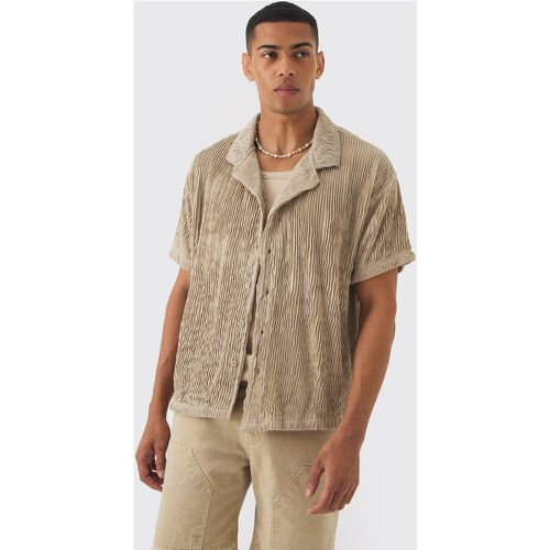 Camisa Recta Plisada, Beige - boohoo - Modalova