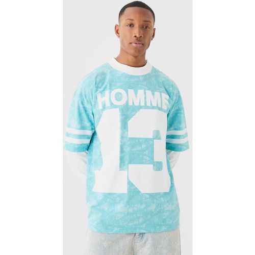 Oversized Camo Homme Print Layered T-Shirt - boohoo - Modalova