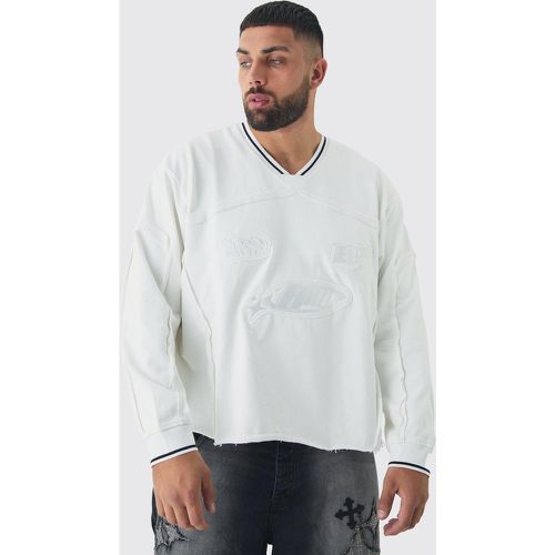 Sudadera Plus Oversize Recta De Canalé Deportivo Con Bordado - boohoo - Modalova