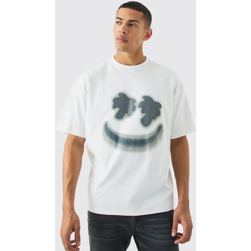 Camiseta Oversize Con Estampado Tropical De Interlock Y Estampado De Smiley - boohoo - Modalova